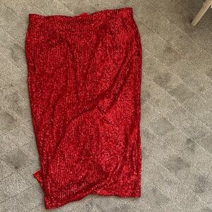 Alexia Admor Red Sequin Pencil Skirt